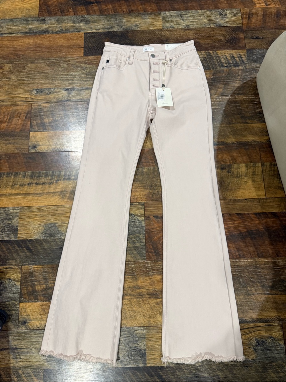 KanCan Blush High-Rise Button-Fly Flare Jeans